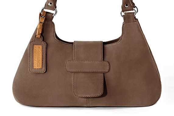 Dress handbag in chocolate brown leather - Profile view